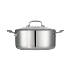 Tri-Ply Clad 5 Quart Stainless Steel Covered Dutch Oven - Glass Lid