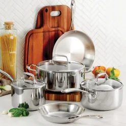 Tri-Ply Clad Stainless Steel Cookware Set with Glass Lids