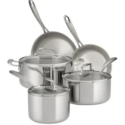 Tri-Ply Clad Stainless Steel Cookware Set with Glass Lids