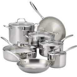 Tri-Ply Clad Stainless Steel Cookware Set with Glass Lids