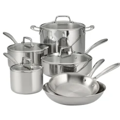 Tri-Ply Clad Stainless Steel Cookware Set with Glass Lids