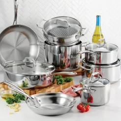 Tri-Ply Clad Stainless Steel Cookware Set with Glass Lids