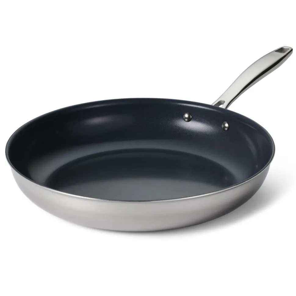 Tri-Ply Clad Stainless Steel Ceramic Nonstick Fry Pan