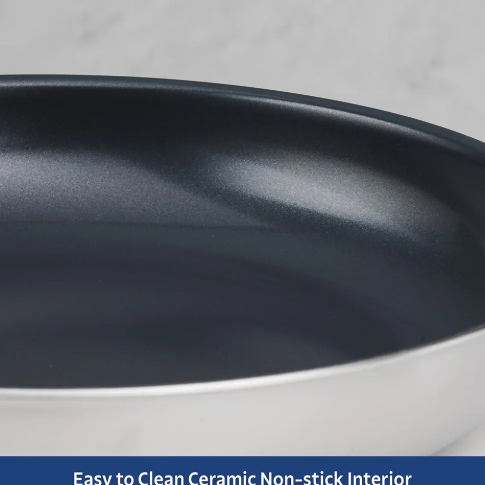 Tri-Ply Clad Stainless Steel Ceramic Nonstick Fry Pan