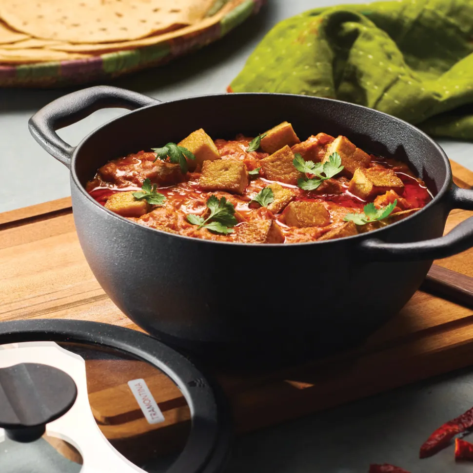 Utsava Pre-Seasoned Cast Iron Kadai with Lid