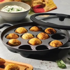 Utsava Pre-Seasoned Cast Iron Paniyarrakal with Lid