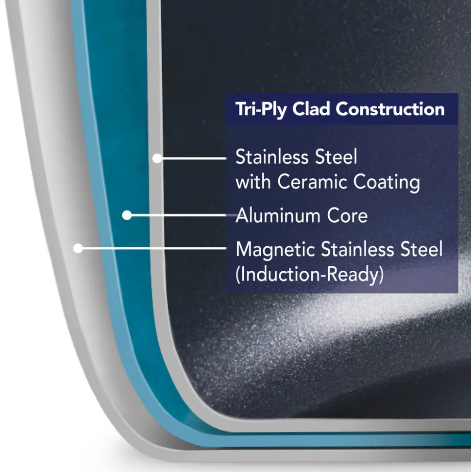 Utsava Tri-Ply Clad Covered Casserole with Ceramic Interior