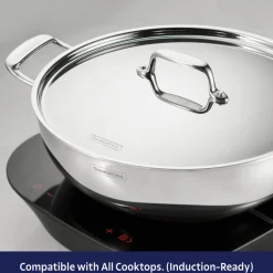 Utsava Tri-Ply Clad Covered Kadai with Ceramic Interior