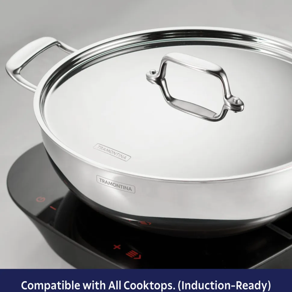 Utsava Tri-Ply Clad Covered Kadai with Ceramic Interior