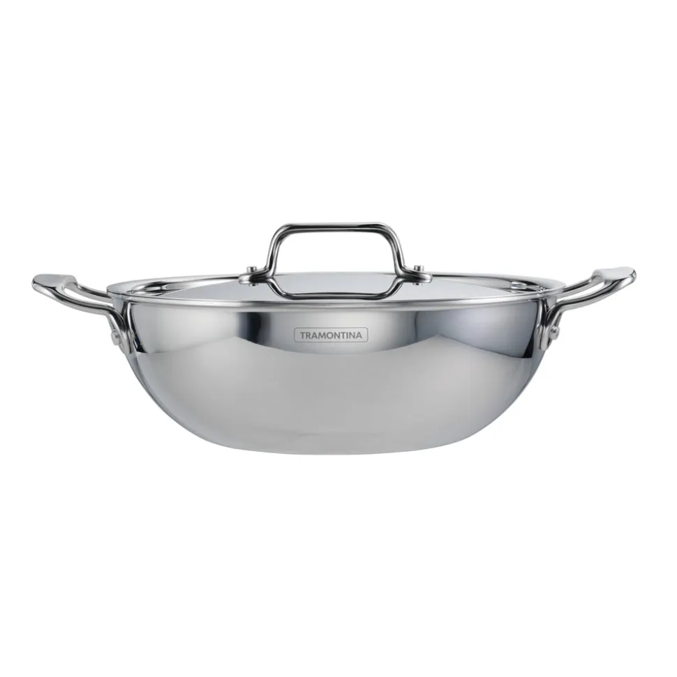 Utsava Tri-Ply Clad Covered Kadai with Ceramic Interior