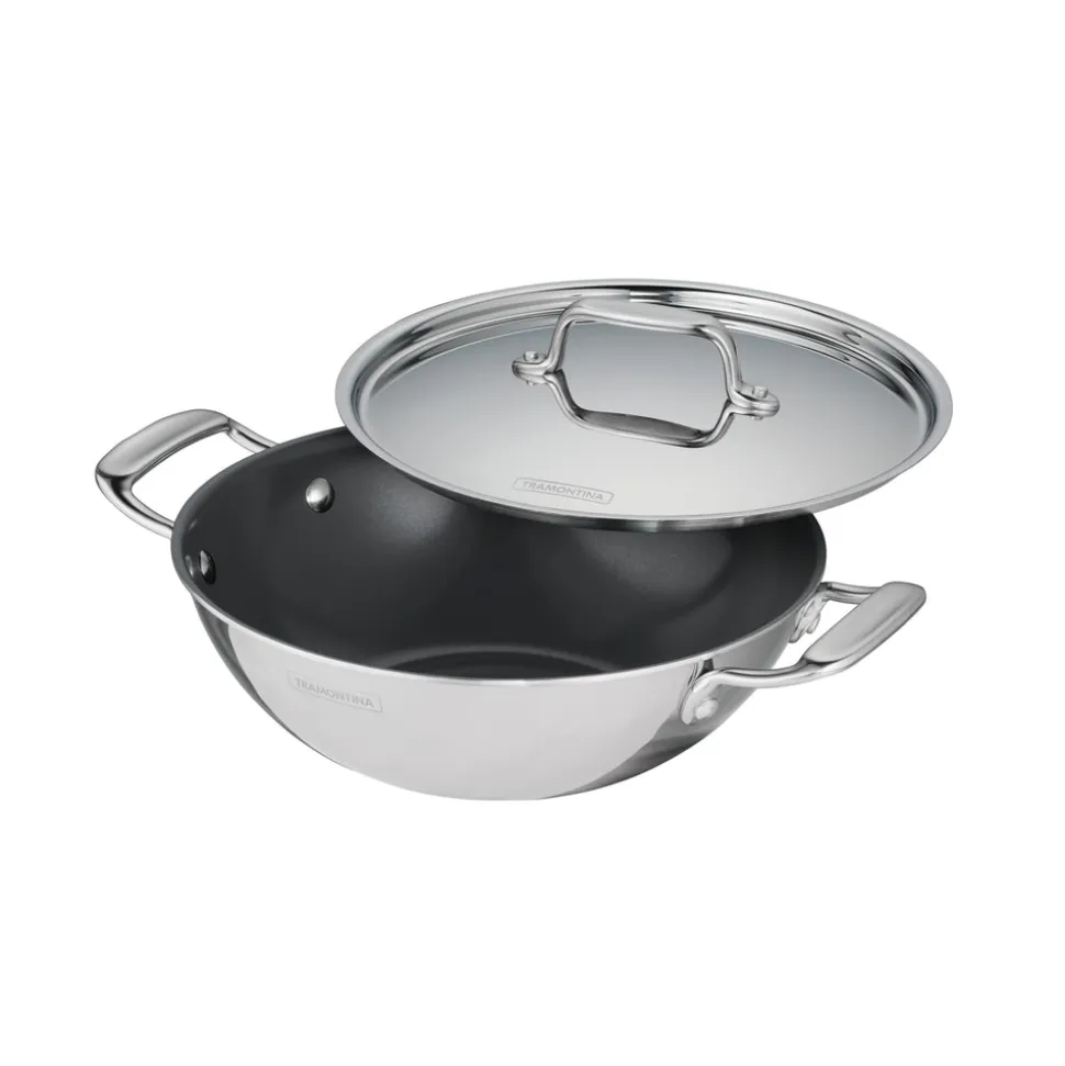 Utsava Tri-Ply Clad Covered Kadai with Ceramic Interior