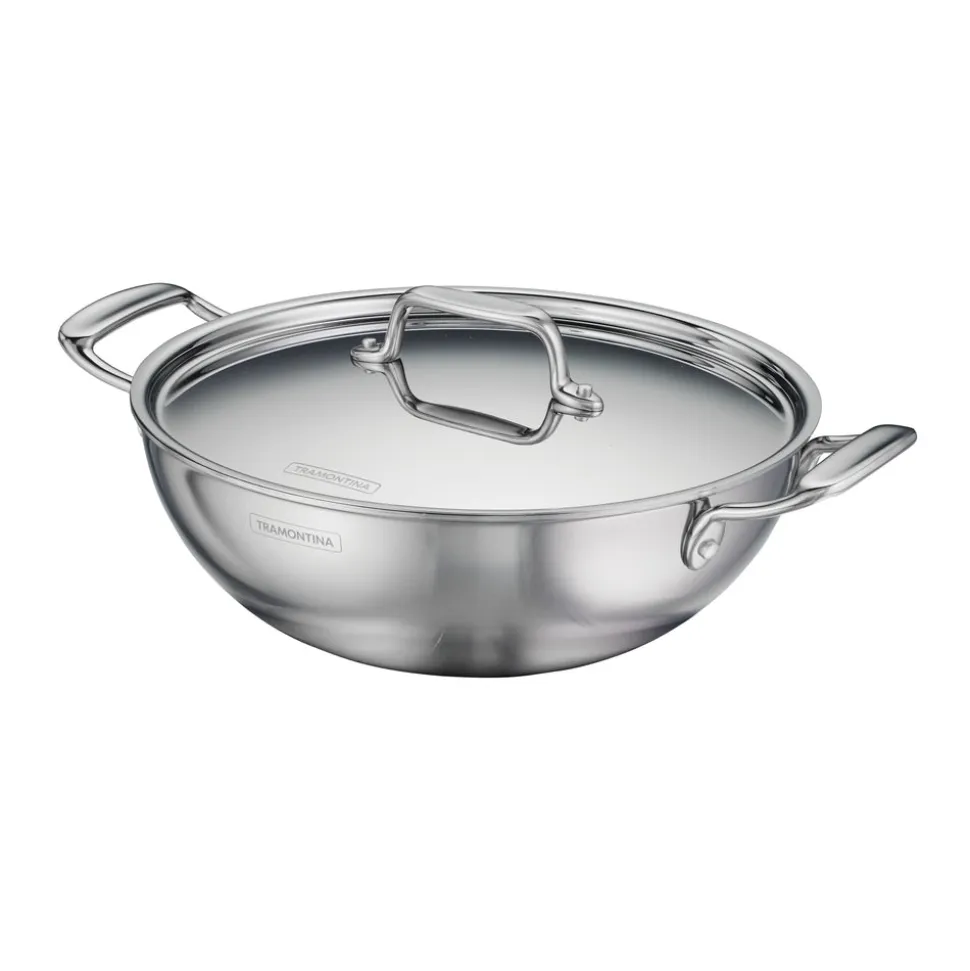 Utsava Tri-Ply Clad Covered Kadai with Ceramic Interior