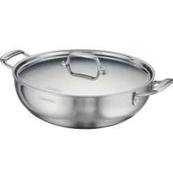 Utsava Tri-Ply Clad Covered Kadai with Ceramic Interior