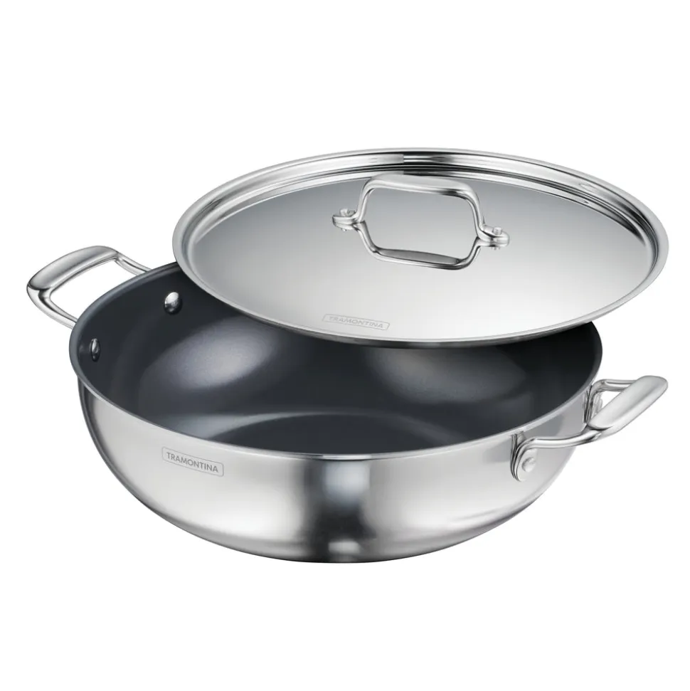 Utsava Tri-Ply Clad Covered Kadai with Ceramic Interior