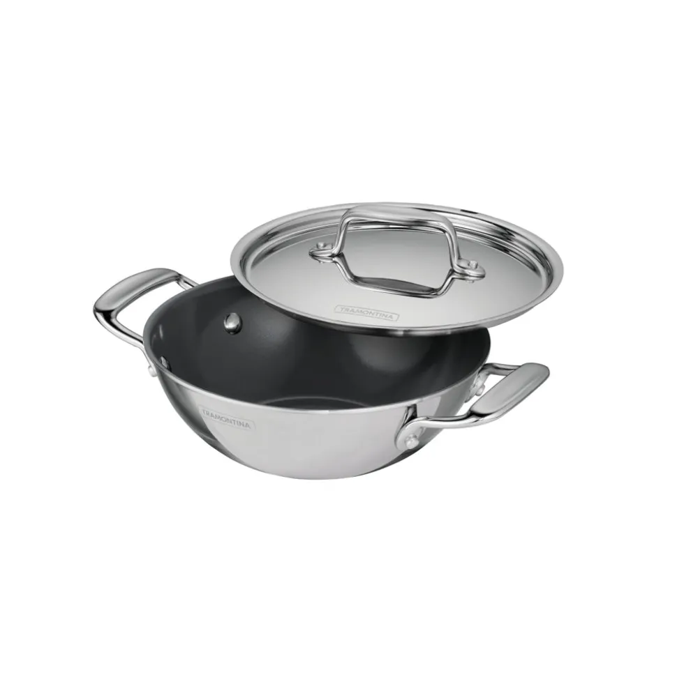Utsava Tri-Ply Clad Covered Kadai with Ceramic Interior