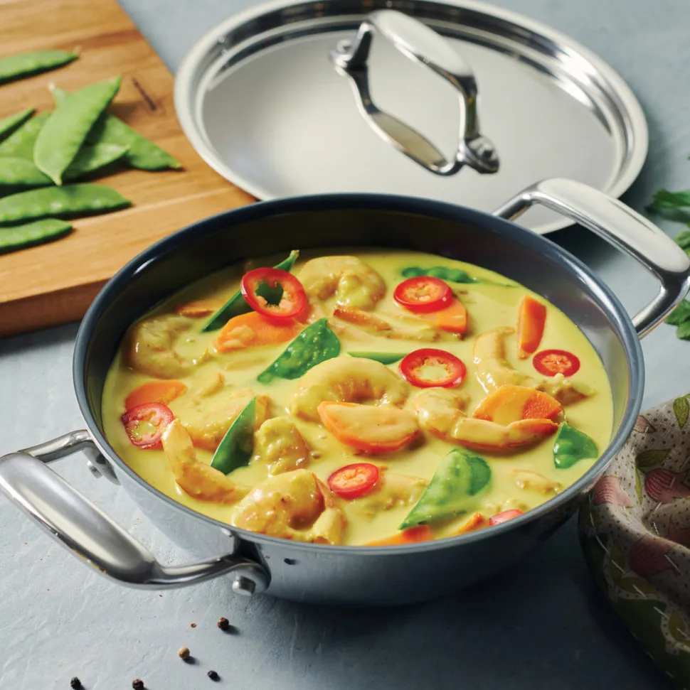 Utsava Tri-Ply Clad Covered Kadai with Ceramic Interior