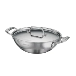 Utsava Tri-Ply Clad Covered Kadai with Ceramic Interior