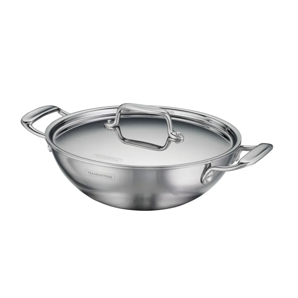 Utsava Tri-Ply Clad Covered Kadai with Ceramic Interior