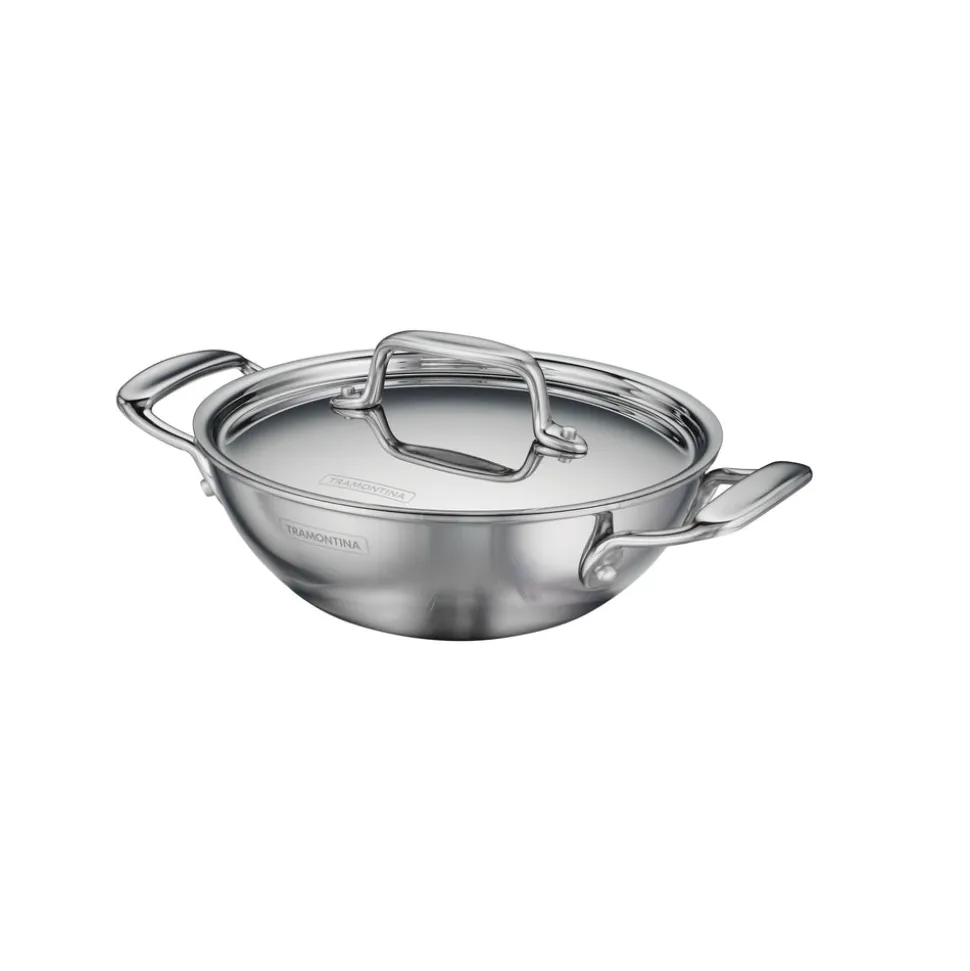 Utsava Tri-Ply Clad Covered Kadai with Ceramic Interior