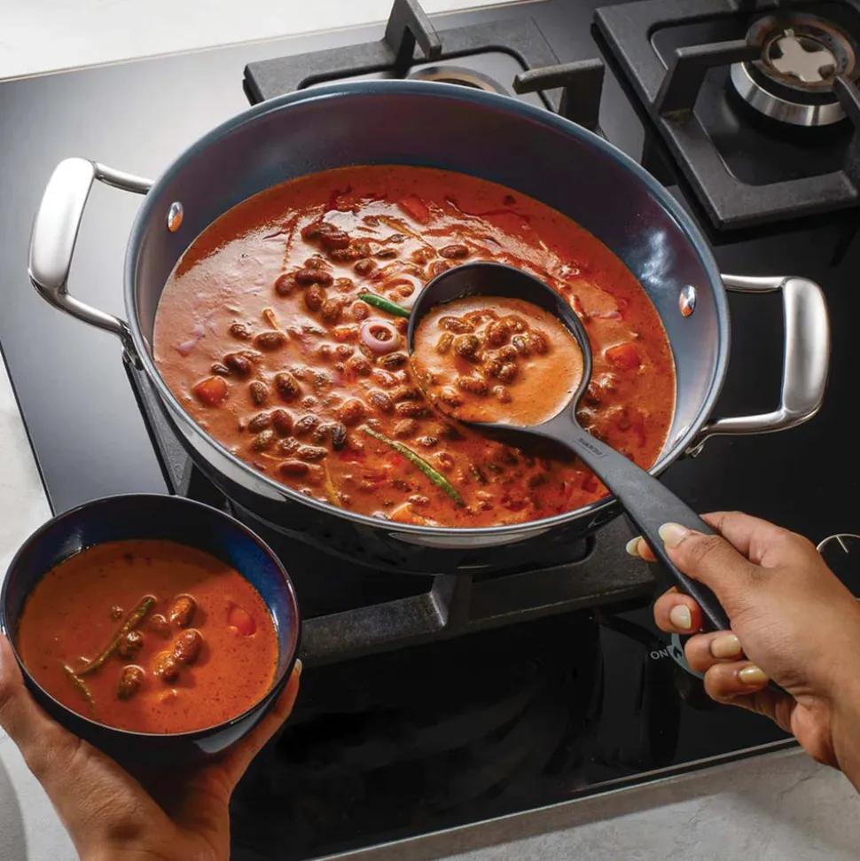 Utsava Tri-Ply Clad Covered Kadai with Ceramic Interior