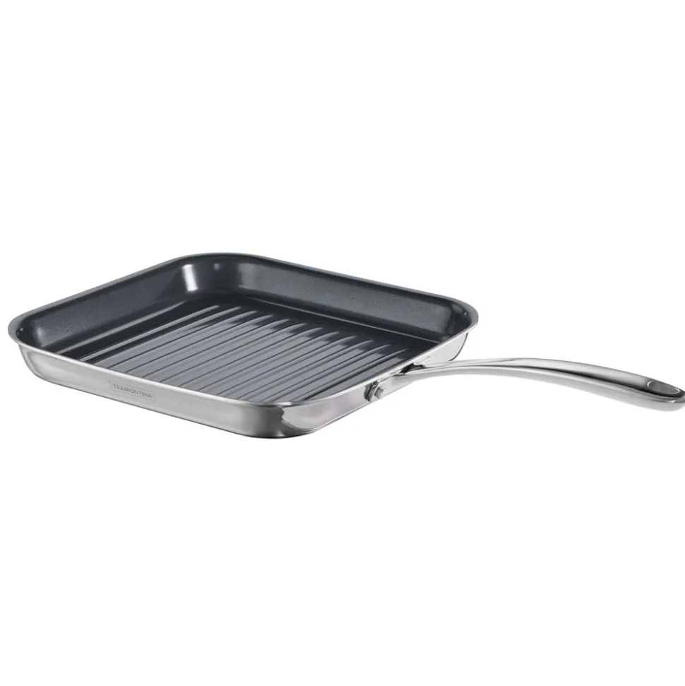 Utsava Tri-Ply Clad 10-Inch Grill Pan with Ceramic Interior