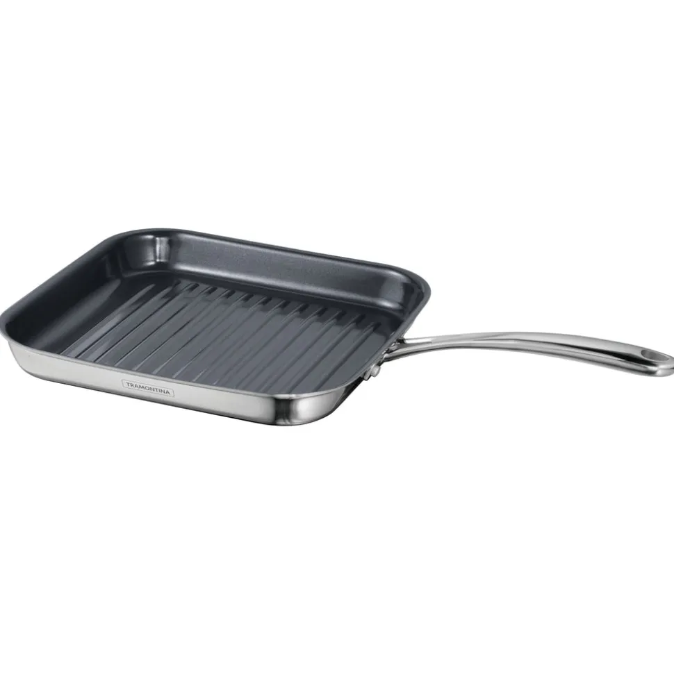 Utsava Tri-Ply Clad 10-Inch Grill Pan with Ceramic Interior