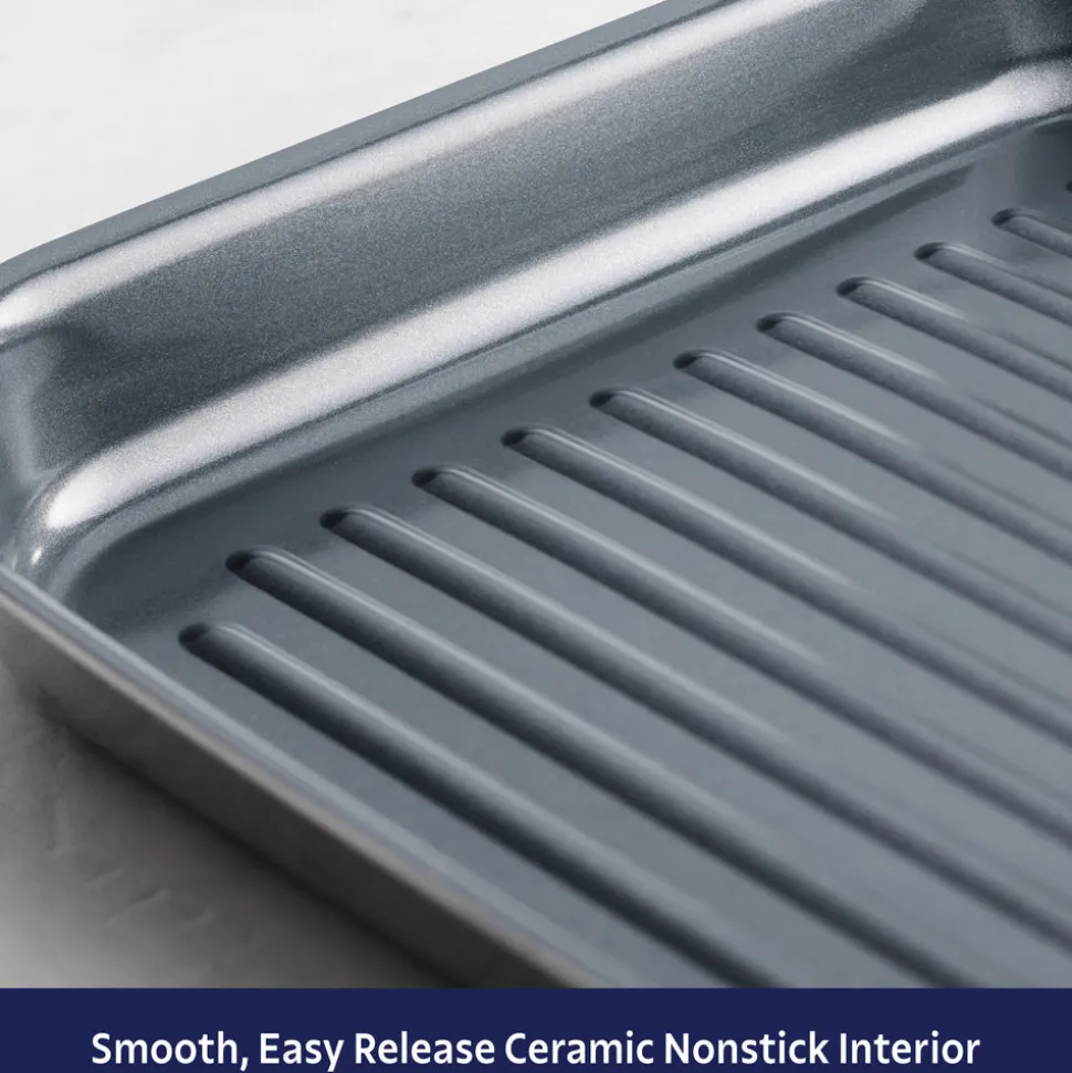 Utsava Tri-Ply Clad 10-Inch Grill Pan with Ceramic Interior