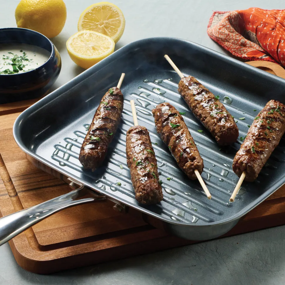 Utsava Tri-Ply Clad 10-Inch Grill Pan with Ceramic Interior