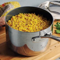 Utsava Tri-Ply Clad 2.2 Qt Covered Saucepan with Ceramic Interior