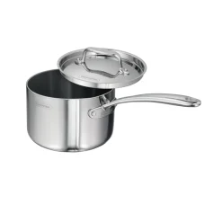 Utsava Tri-Ply Clad 2.2 Qt Covered Saucepan with Ceramic Interior