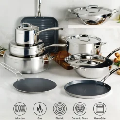 Utsava Tri-Ply Clad 2.2 Qt Covered Saucepan with Ceramic Interior