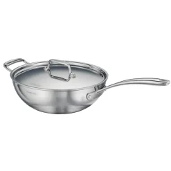 Utsava Tri-Ply Clad 3.75 Qt Covered Wok with Ceramic Interior