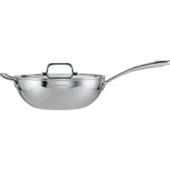 Utsava Tri-Ply Clad 3.75 Qt Covered Wok with Ceramic Interior