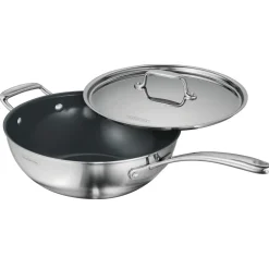 Utsava Tri-Ply Clad 3.75 Qt Covered Wok with Ceramic Interior