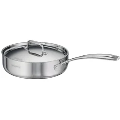 Utsava Tri-Ply Clad 2.9 Qt Covered Deep Sauté Pan with Ceramic Interior