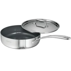Utsava Tri-Ply Clad 2.9 Qt Covered Deep Sauté Pan with Ceramic Interior
