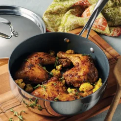 Utsava Tri-Ply Clad 2.9 Qt Covered Deep Sauté Pan with Ceramic Interior