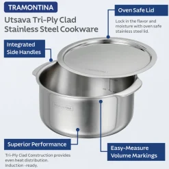 Utsava Tri-Ply Clad Stainless Steel Covered Tope Patila