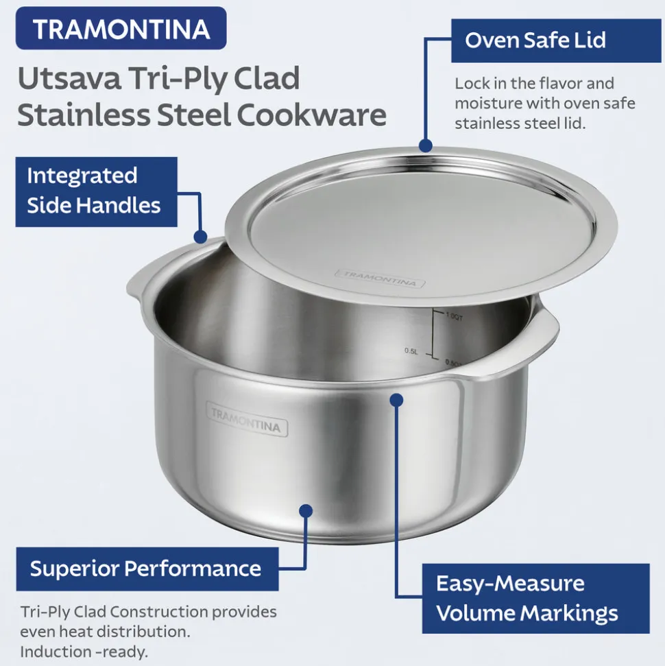 Utsava Tri-Ply Clad Stainless Steel Covered Tope Patila