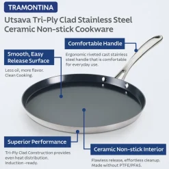 Utsava Tri-Ply Clad Stainless Steel Ceramic Nonstick Dosa Tawa